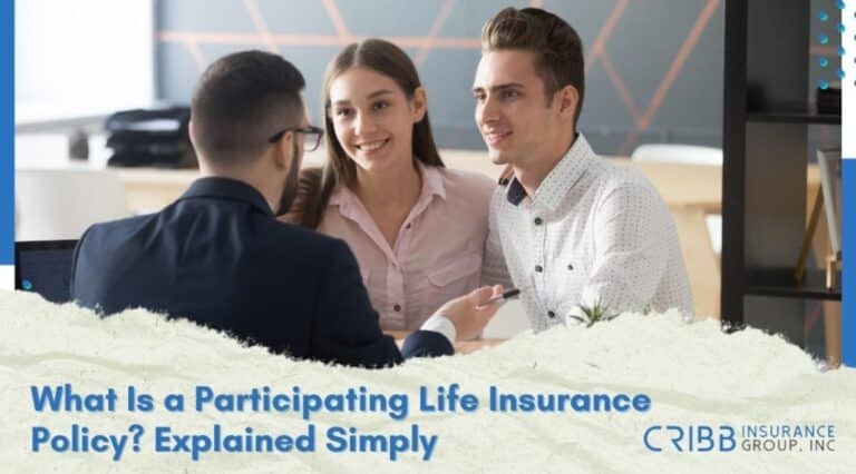 Middle-aged couple reviewing participating life insurance policy