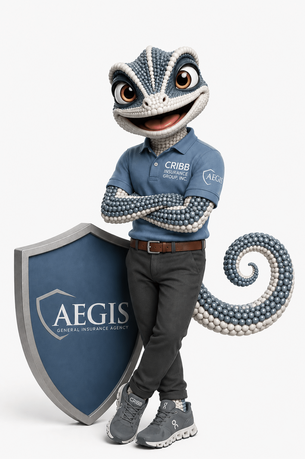 Aegis Cribby, the Cribb Insurance mascot representing Aegis specialty property insurance coverage