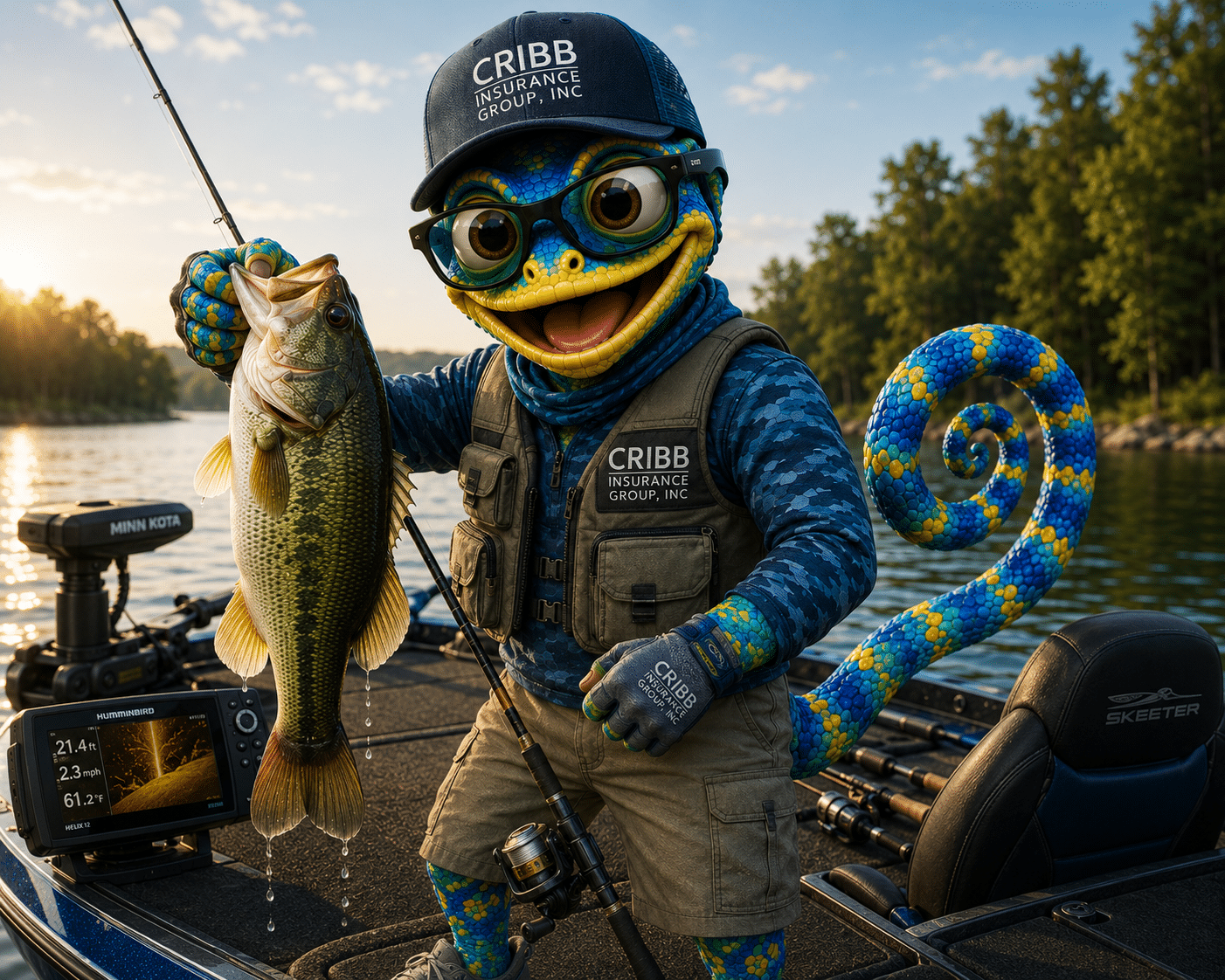 Cribby fishing from a bass boat
